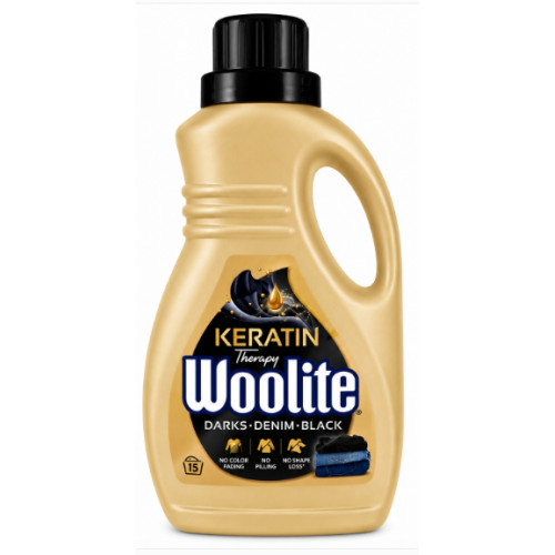 Гель для прання темного одягу Woolite Keratin Therapy Darks Denim Black, 15 прань, 900 мл